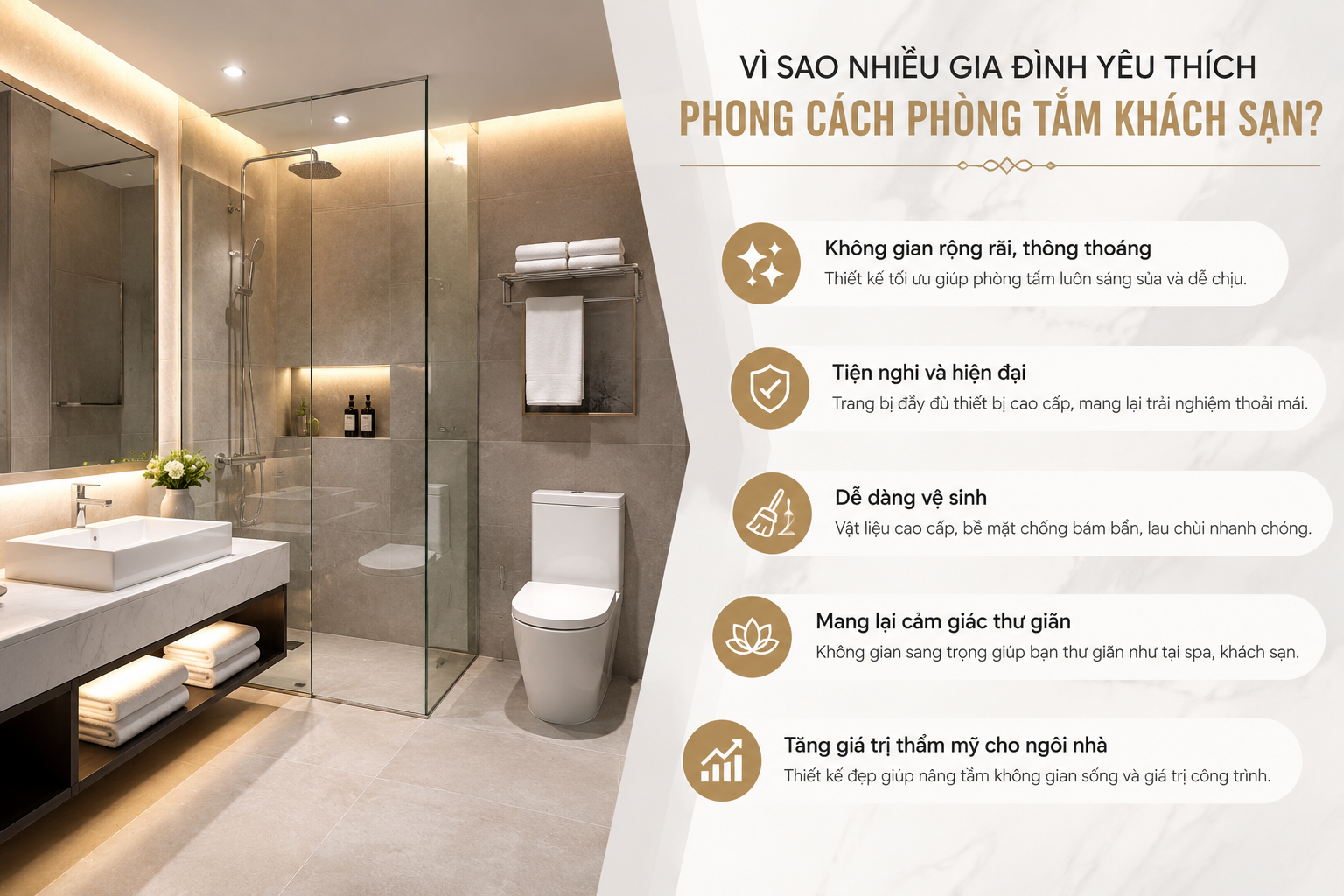 Bí quyết thiết kế phòng tắm hiện đại, nâng tầm không gian sống
